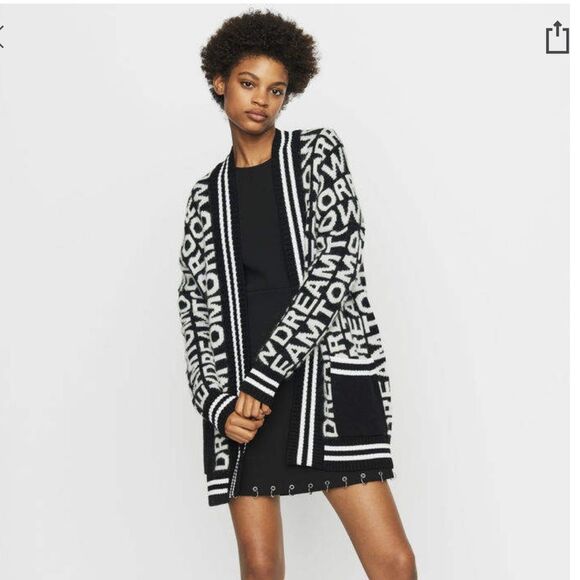MAJE Maison Lettered Dream Tomorrow  Oversized cardigan - Picture 5 of 7